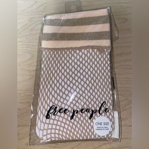 Free People Riot Sport Fishnet Anklet Sock / Nude Lurex